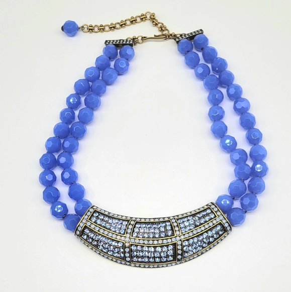 Heidi Daus Vintage Periwinkle Swarovski Crystal Art Deco Bib Statement Necklace - Picture 7 of 12